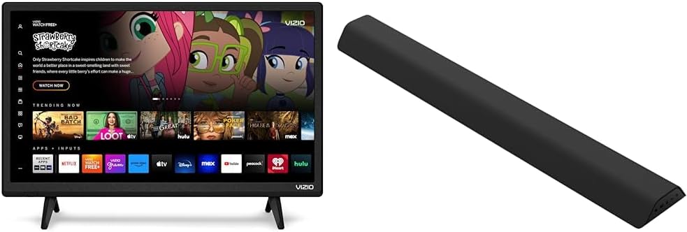 VIZIO 24-inch D-Series Full HD 1080p Smart TV with Apple AirPlay and Chromecast Built-in & V-Series All-in-One 2.1 Home Theater Sound Bar with DTS Virtual:X