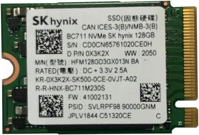 SK hynix BC711 128GB PCIe NVMe M.2 2230 Gen 3 x 4 SSD, 0X3K2X, HFM128GD3GX013N, OEM Package