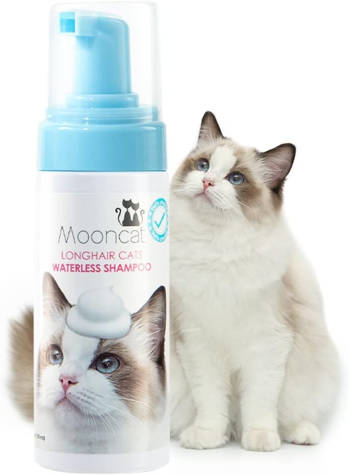 Mooncat Waterless Cat Shampoo, Licking Safe Dry Shampoo for Longhair Cats, No Rinse Foam Cat Bath, Grooming for Cat, Kitten Sensitive Skin, Paraben Free, Detangling, pH Balanced (5 oz) Shampoo ONLY