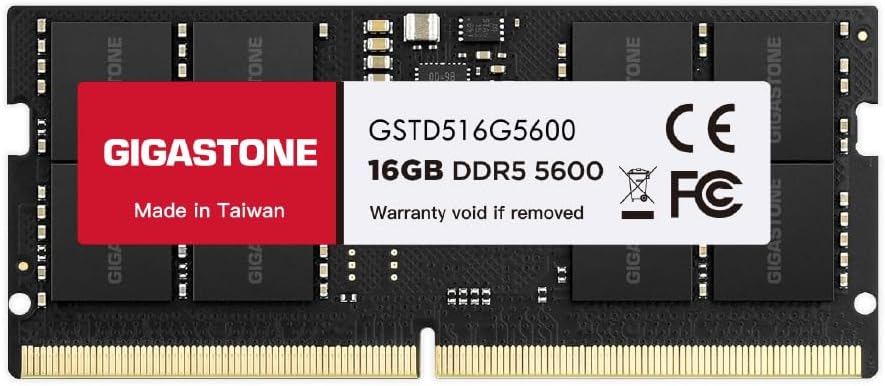 【DDR5 RAM】 GIGASTONE 16B DDR5 5600MHz PC5-44800 CL 46-46-46-90 1.1V SODIMM 262 Pin Unbuffered Non ECC High Performance Notebook Laptop Memory Upgrade