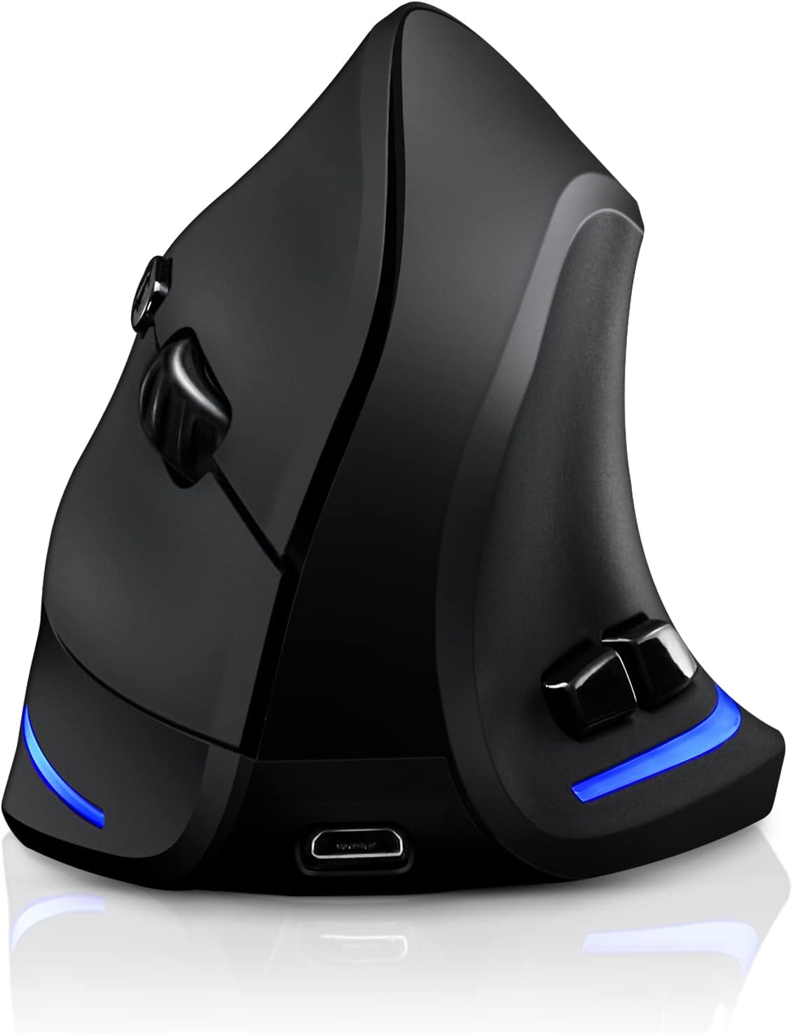 TRELC Wireless Mouse Tri-Mode (BT 5.0/3.0+2.4GHz), Ergonomic Vertical Mouse with 3 Adjustable DPI, Rechargeable Optical Wireless Mouse for 3 Devices, 7 Buttons for PC, Desktop, Laptop, Tablet (Black)