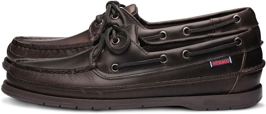 Sebago Schooner Waterproof Boat Shoes – Leather Moccasins for Men Featuring 360-Degree Rawhide Lacing and Non-Marking Slip-Resistant Soles