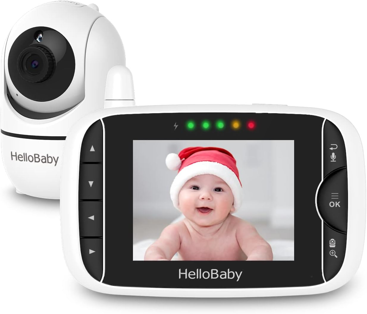 HelloBaby Video Baby Monitor with Remote Camera Pan-Tilt-Zoom, 3.2” Color LCD Screen, Infrared Night Vision, Temperature Display, Lullaby, Two Way Audio