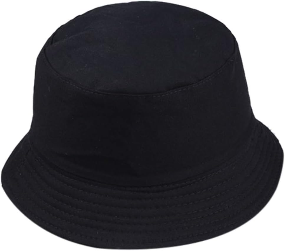 Bucket Hat Trendy Cotton Sun Hat for Beach, Golf, Fishing Fun Outdoor Vacation for Men and Women DNn Black