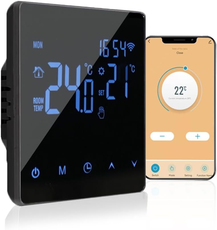 WiFi Smart Thermostat Temperature Controller for 3A Water Heating LCD Display Touch Screen Week Programmable Tuya App Control Underfloor Heating Thermostats for Home Office School Hotel