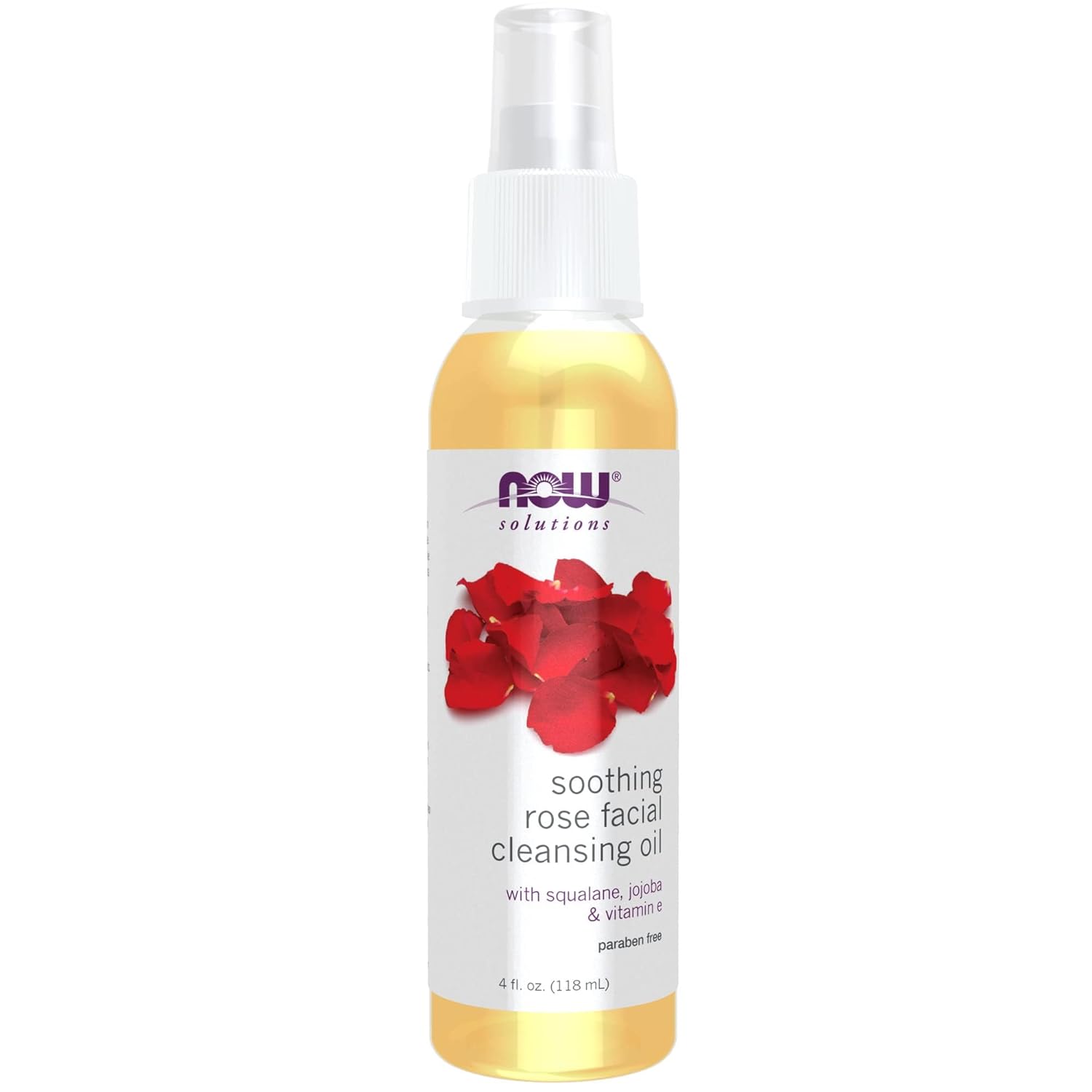 NOW Foods Solutions, Soothing Rose Facial Cleansing Oil With Jojoba Oil, Vitamin E and Rose Absolute, 4 Fluid Ounce