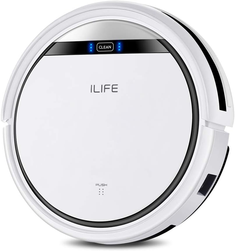 ILIFE V3s Pro Robot Vacuum Cleaner, Tangle-free Suction , Slim, Automatic Self-Charging Robotic Vacuum Cleaner, Daily Schedule Cleaning, Ideal For Pet Hair，Hard Floor and Low Pile Carpet,Pearl White