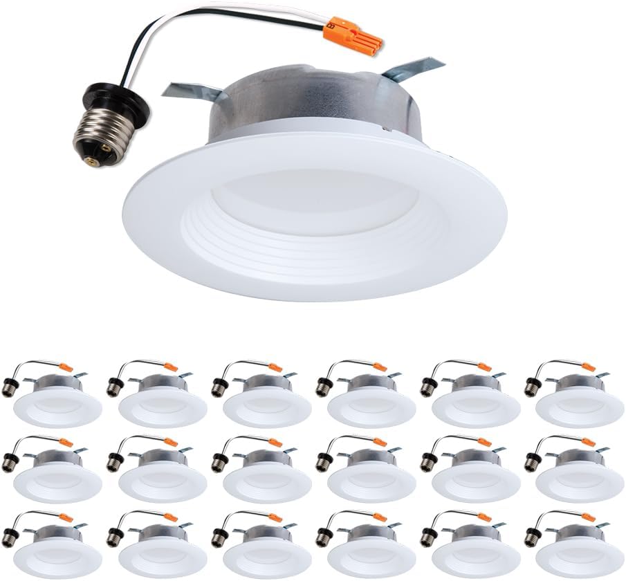 HALO LTE 4 Inch LED Recessed Lighting, 18 Pack, Dimmable Baffle Trim Retrofit Can Lights, 3000K Bright White, 8W=65W, 620 Lumens, Wet Rated, UL & FCC Certified, Energy Star