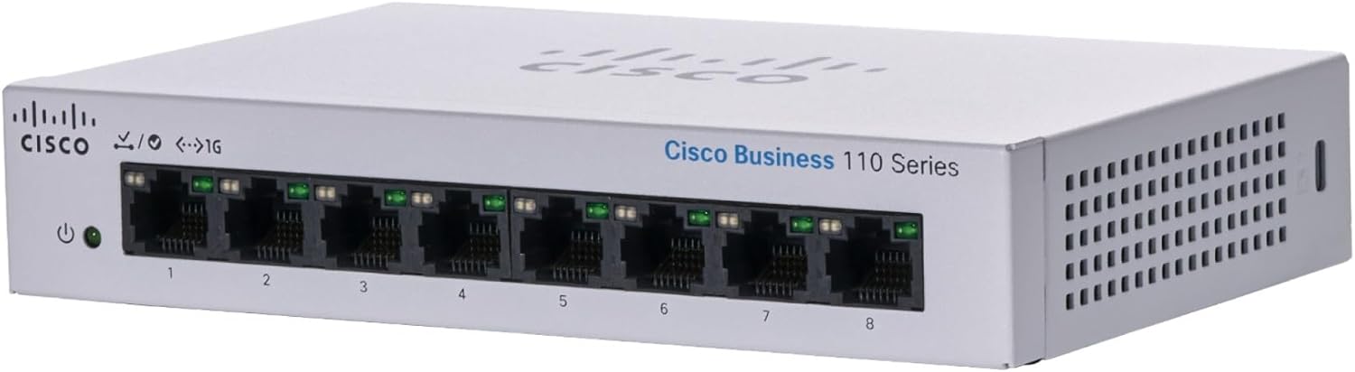 Cisco Business CBS110-8T-D Unmanaged Switch | 8 Port GE | Desktop | Ext PS | Limited Lifetime Protection (CBS110-8T-D)