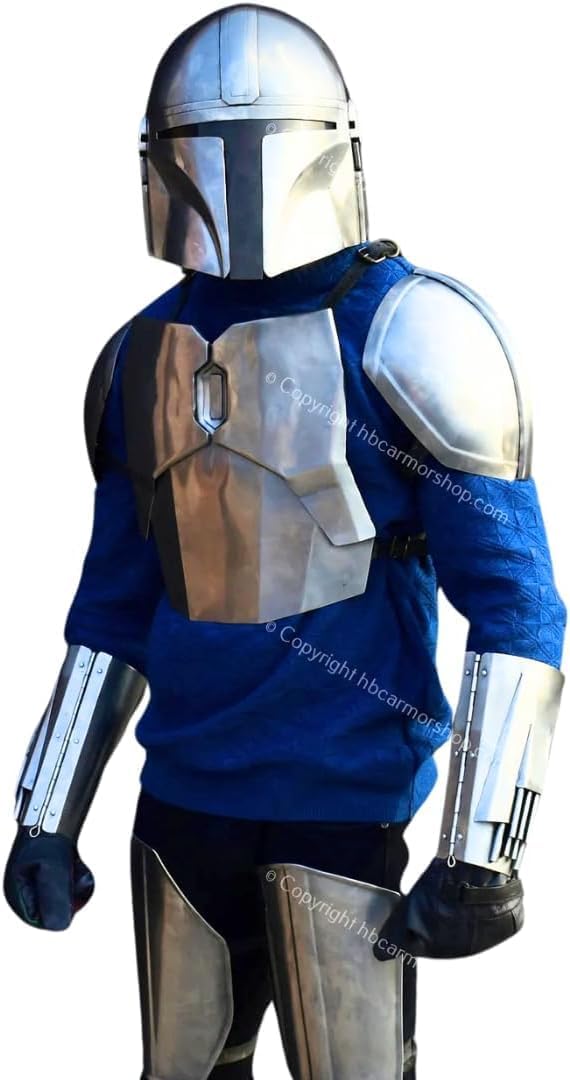 Mandalorian Inspired Full Armor Set (Custom Project) LARP -Fantasy Role Plays. Silver