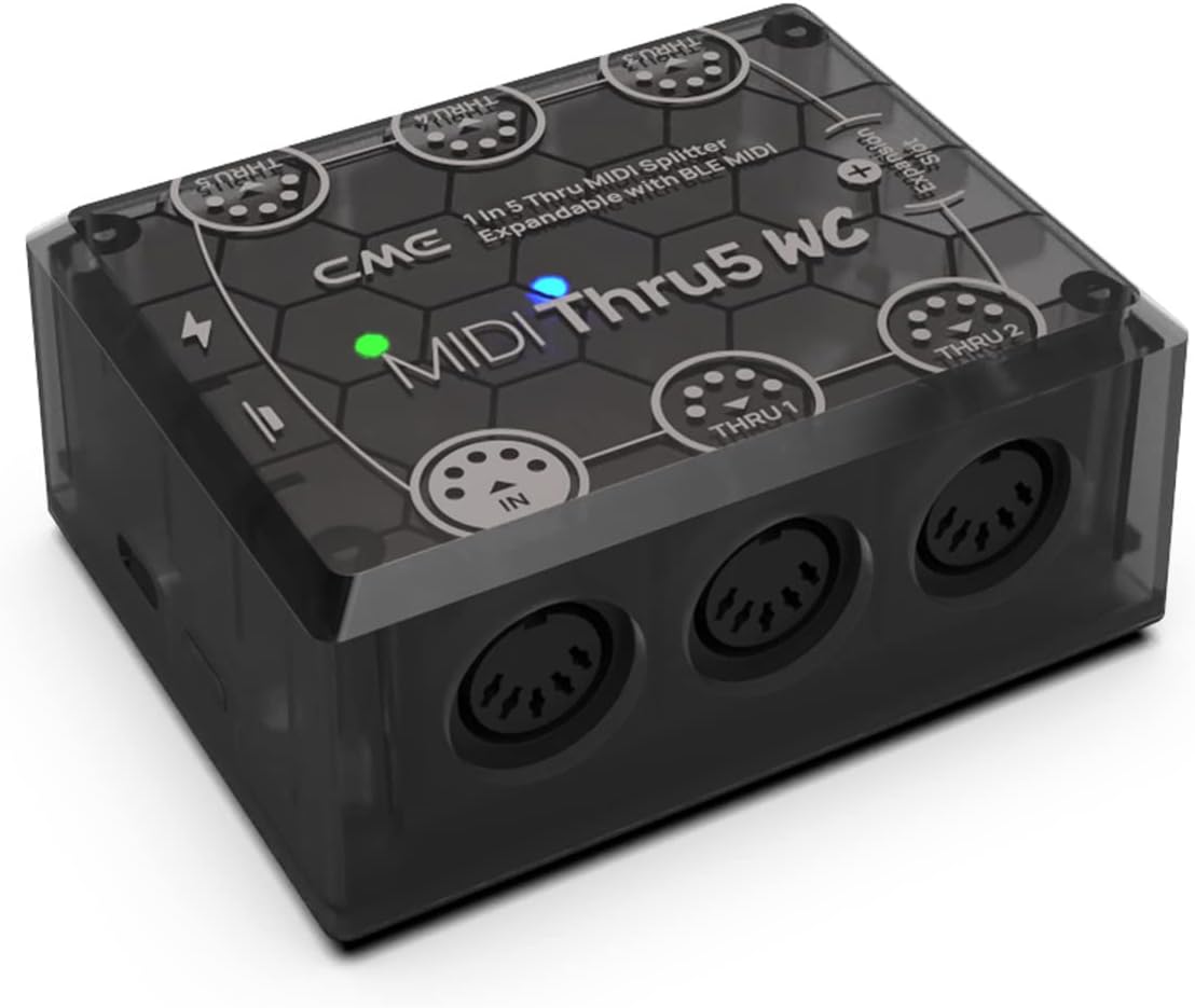 CME MIDI Thru5 WC – Premium 1-to-5 MIDI Thru – High-precision 1-in-5-out wired transmission with high-speed optocoupler for error-free synchronization of all MIDI devices via 5-pin DIN