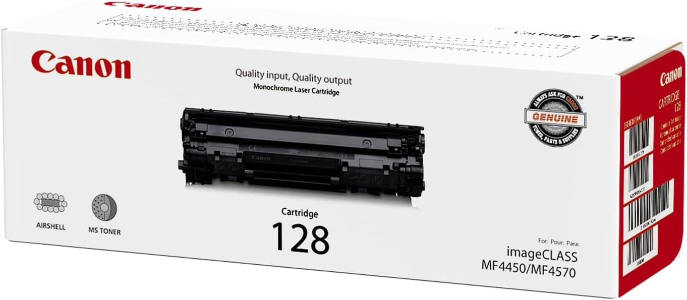 Canon Genuine Toner Cartridge 128 Black (3500B001), 1-Pack imageCLASS MF4450, MF4500/4700/4800 Series, D500 Series, L100, L190 Laser Printer