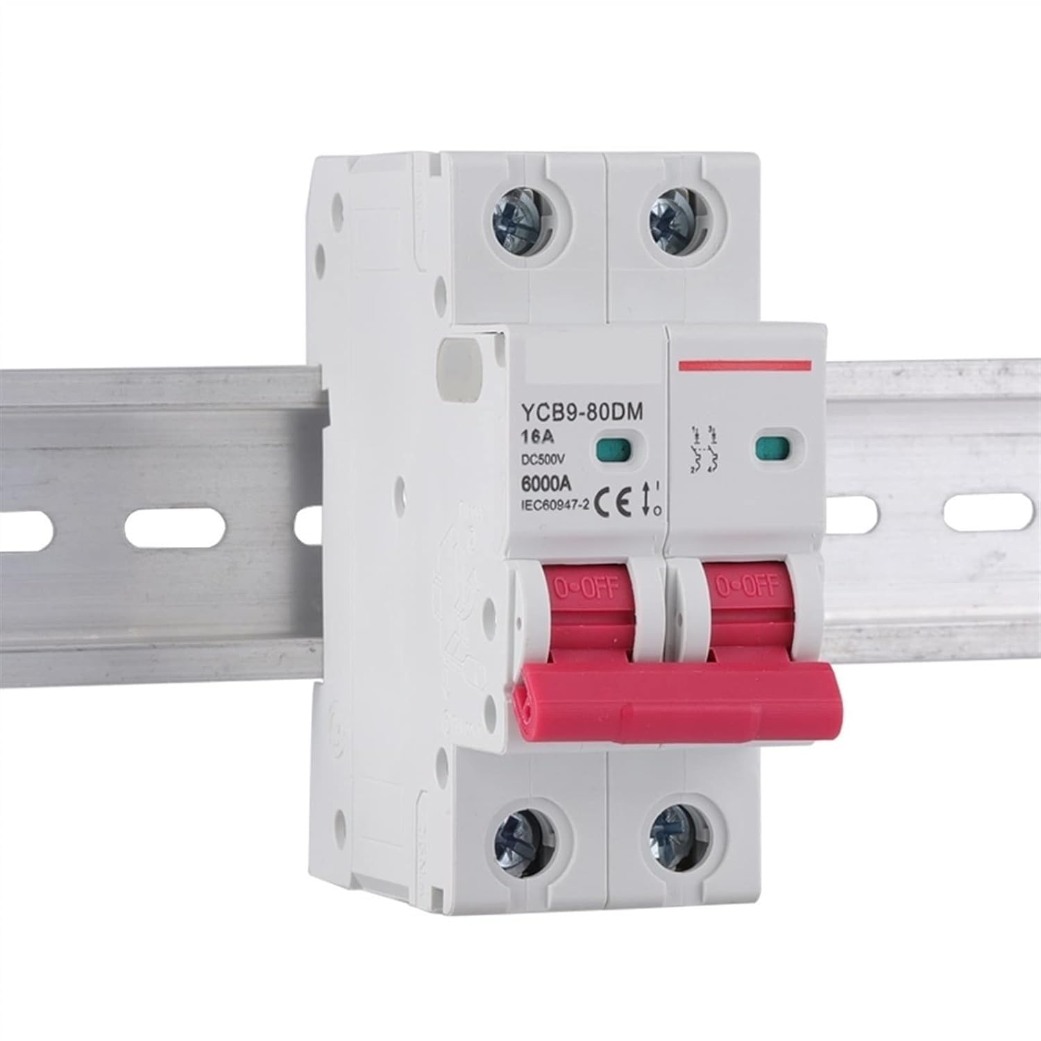 Circuit breakerYCB9-80DM 2P DC MCB 6kA 500V Mini Circuit Breaker 16A 20A 25A 32A 40A 50A DC 1Pcs (Size : 2, Color : 6A) (Color : 10A, Size : 2)