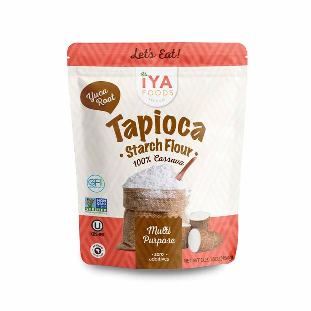 Iya Foods Tapioca Starch Flour – all purpose flour, Grain-Free, Non-GMO & Kosher verified – Made From 100% Yuca Root – No Preservatives – 1lb Pack