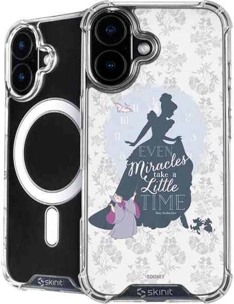 Skinit Phone Case Compatible with MagSafe iPhone 16 – Officially Licensed Disney Cinderella Miracles Take Time Silhouette Design