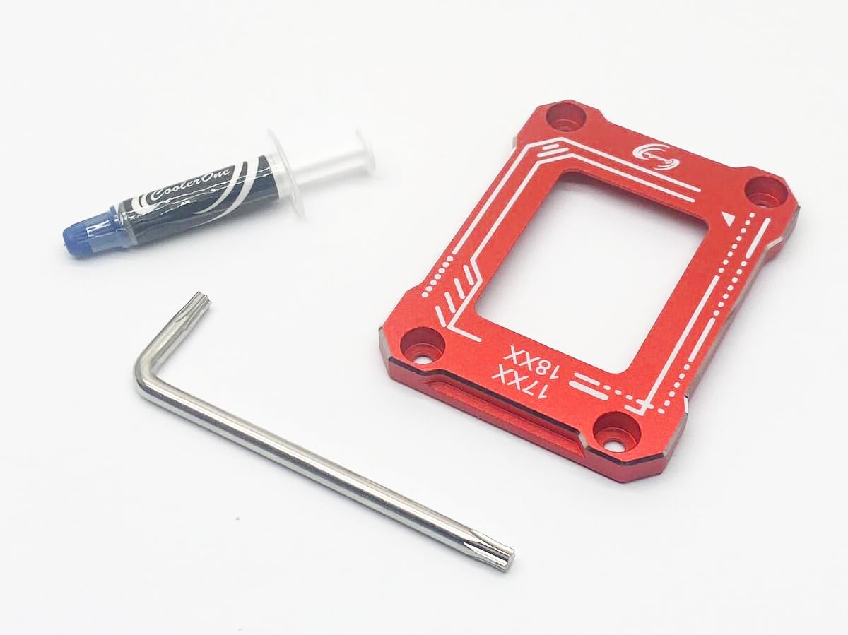 CPU Contact Frame for Intel LGA1700 LGA1800 LGA1851 Retrofit Kit, CPU Bracket for Intel 12th 13th 14th 15th Generation Anti-Bending Buckle Red