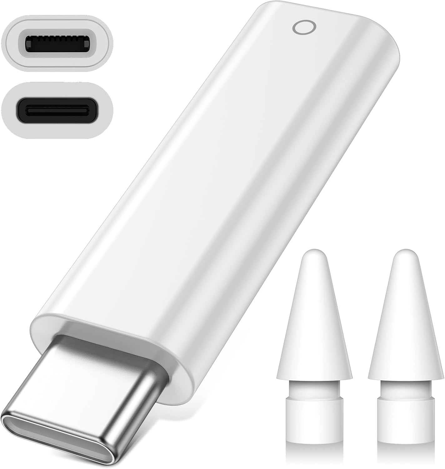 USB C Pencil Adapter +2 Pcs Nibs for Apple Pencil 1st Generation, USB-C to for Lightning Pencil Charger Adapter, Type-C iPencil Dongle Connector Bluetooth Pair Specific for iPad 10th Apple Pencil 1st