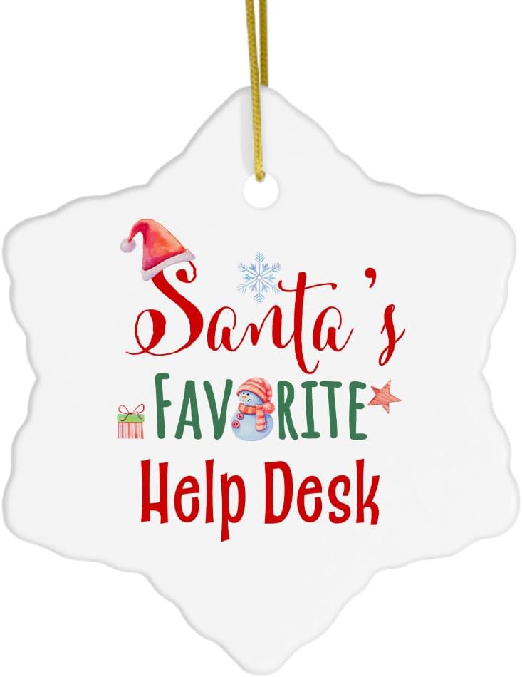 Santa’s Favorite Help Desk Snowflake Ornament for IT Support Customer Service Agent Technical Support Service Representative Men Women, 2024 2025 2026, Ceramic