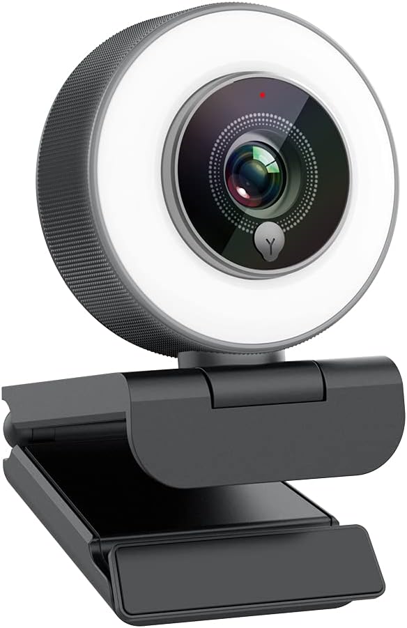 Angetube Streaming 1080P HD Webcam Built in Adjustable Ring Light and Mic. Advanced autofocus AF Web Camera for Google Meet Gamer Facebook YouTube Streamer