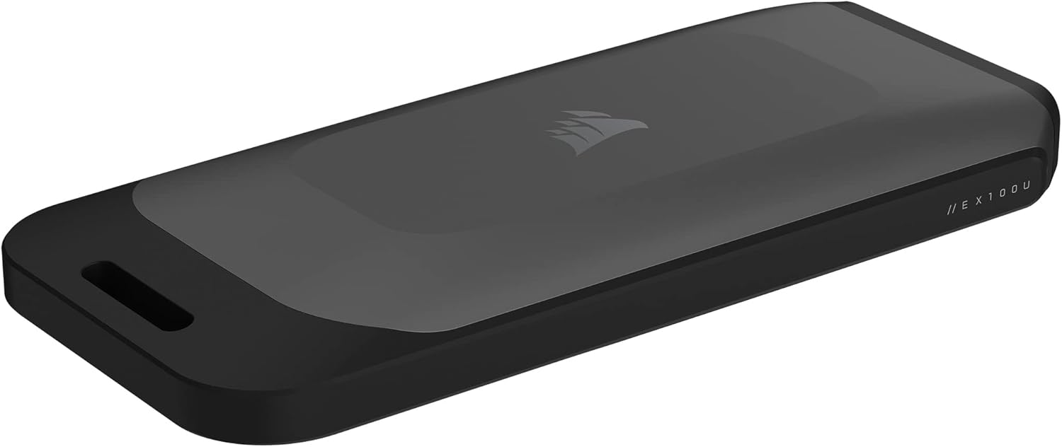 Corsair EX100U 2TB Portable USB Type-C Storage Drive – Blazing-Fast Storage to Any PC/Mac/Console, Gen2 x2 Connection, Up to 20Gbps, Plug and Play, Included USB Type-C and USB Type-A Cables – Black