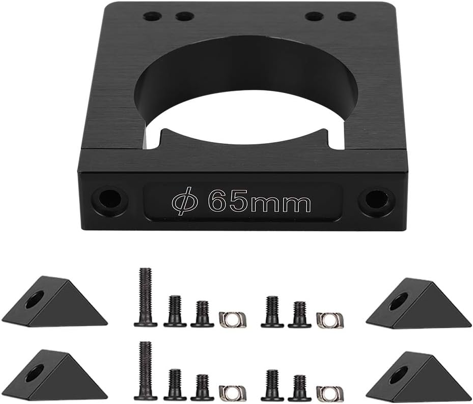 CNC Motor Mount Kit, CNC Motor Bracket 90 Degree Angle Corner Connector with Surface Wire-Drawing and Anodizing for CNC Router Engraving Machine(65mm)