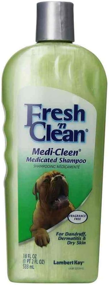 PetAg Fresh ‘n Clean Medi-Cleen Medicated Shampoo – Fragrance Free – For Scaling, Dandruff Itching, & Dry Skin – 18 Fl Oz