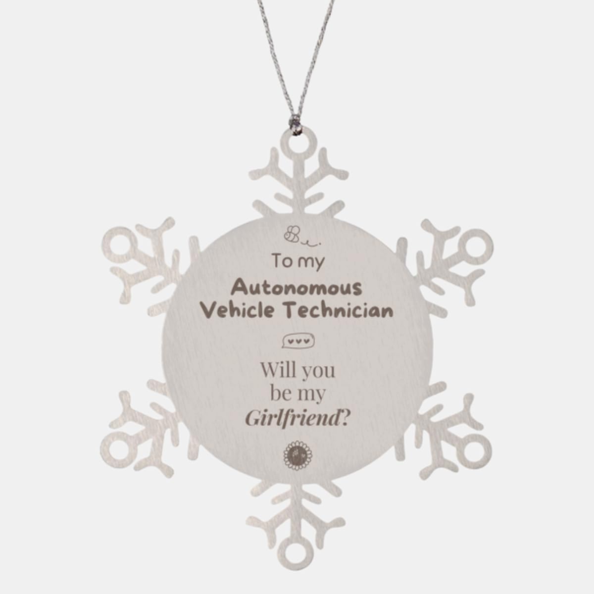 Autonomous Vehicle Technician Gift, Long-Lasting Metal Ornament for Girlfriend, Proposal Card Hanging, I Love You, Surprise on Christmas Tree | Be My Girlfriend