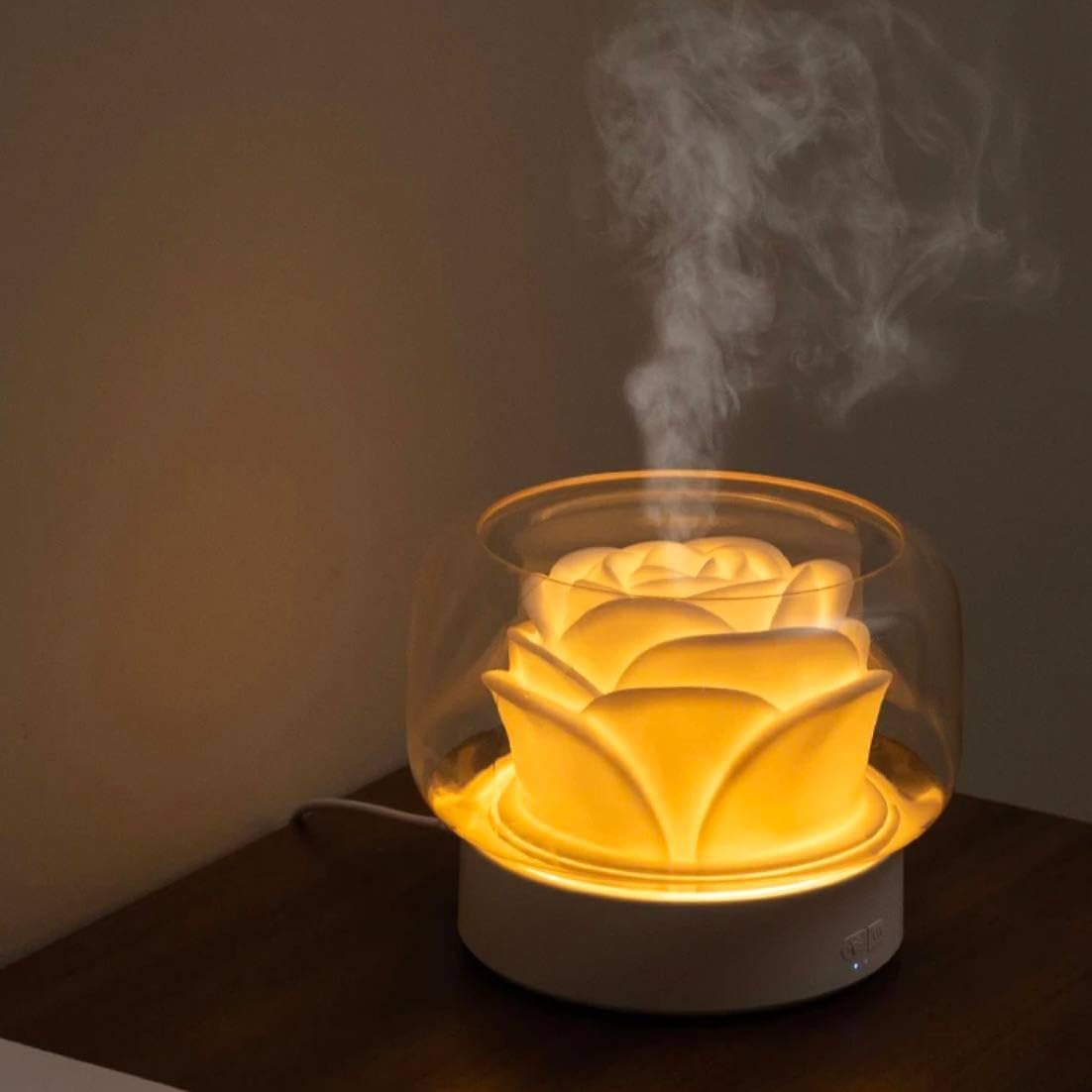 Rose Pretty Gift 400ml Ultrasonic Aromatherapy Diffuser Luxury Humidifier for Car Home Office with 7 Color LED Lights Machine