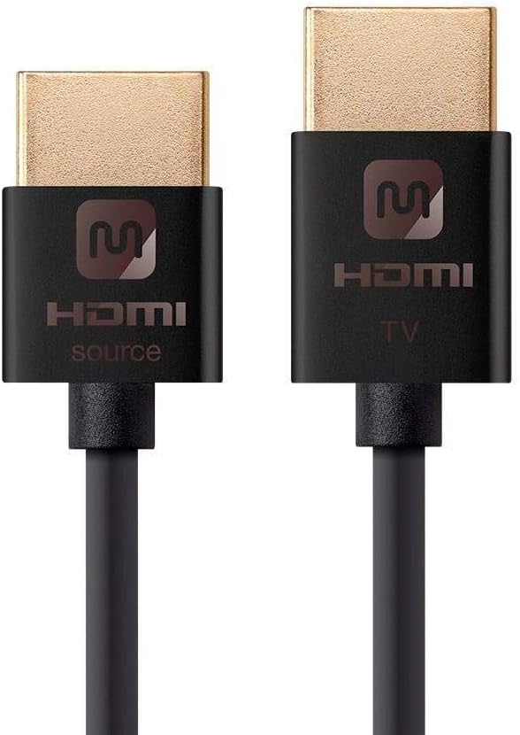 Monoprice 114196 HDMI High Speed Active Cable – 15 Feet – Black, 4K@60Hz, 18Gbps, HDR, 36AWG, YUV 4:4:4 – Ultra Slim Active Series