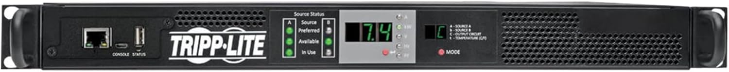 Tripp Lite Monitored PDU with ATS, 7.4KW 230V, 2 IEC309 32A Blue Inputs, 1U Rack-Mount Power (PDUMNH32HVAT)