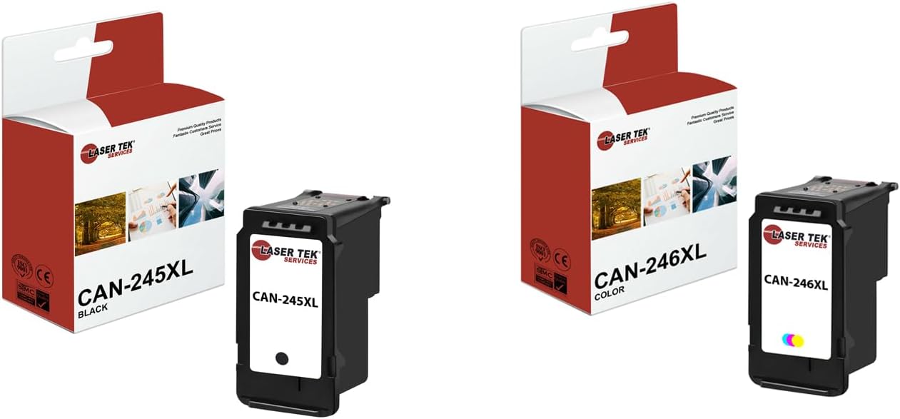 Laser Tek Services Compatible Ink Cartridge Replacement for 245XL 246XL High Yield Works with Canon Pixma iP2820 MG2420 MG2520 MG2920 MG2922 MG2924, MX492 Printers (Black, Tricolor, 2 Pack)