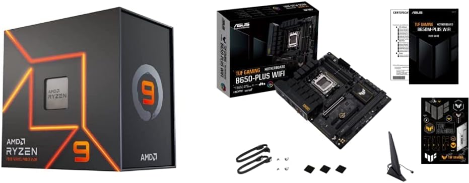 AMD Ryzen9 7950X 16-Core,32-Thread Unlocked Desktop Processor ASUS TUF Gaming B650-PLUS WiFi Socket AM5(LGA 1718)Ryzen 7000 ATX Gaming Motherboard(14Power Stages,PCIe® 5.0 M.2 Support,and Aura Sync)