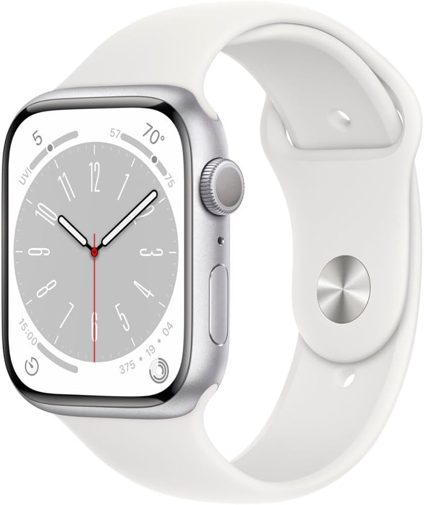 Apple Watch Series 8 [GPS, 41mm] – Silver Aluminum Case with White Sport Band – S/M (Renewed)