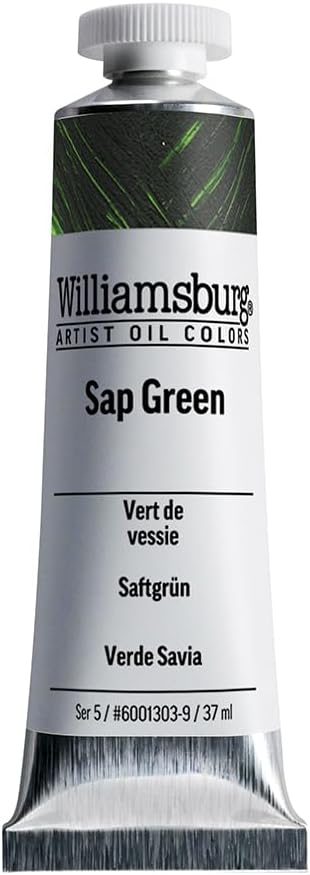 Williamsburg Artist Oil Colors by GOLDEN, Sap Green, 37 ml tube, Professional Oil Paint, Semi-Transparent