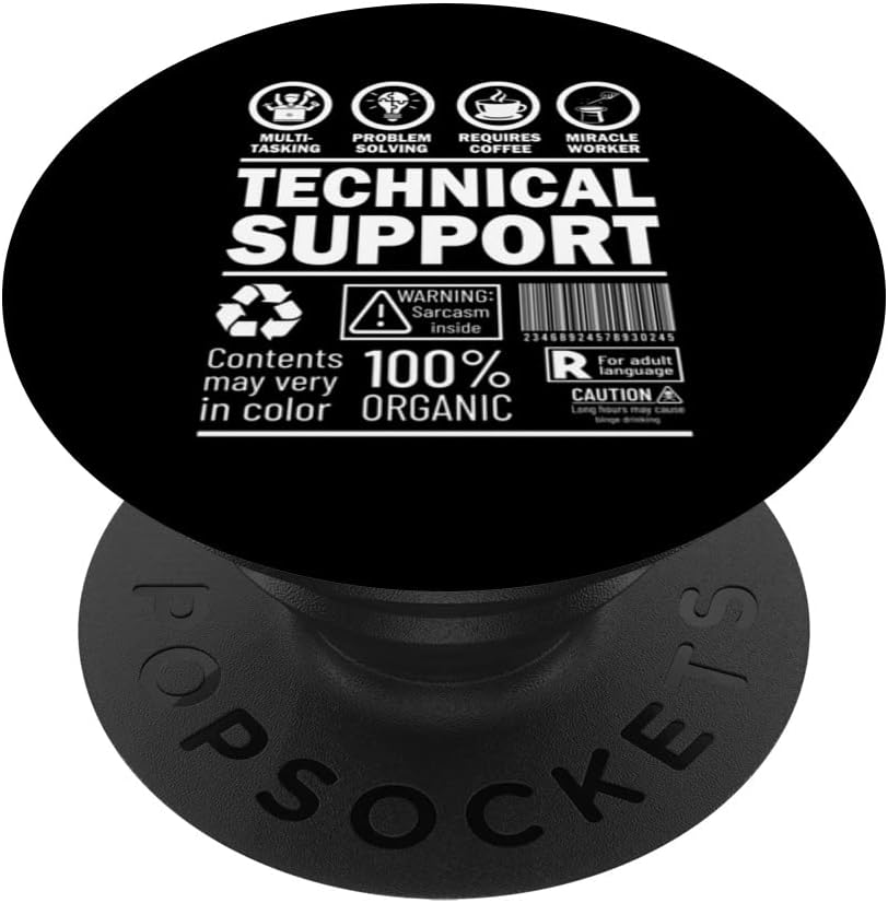 Technical Support Computer PC IT Helpdesk Geek Nerd Design PopSockets Swappable PopGrip