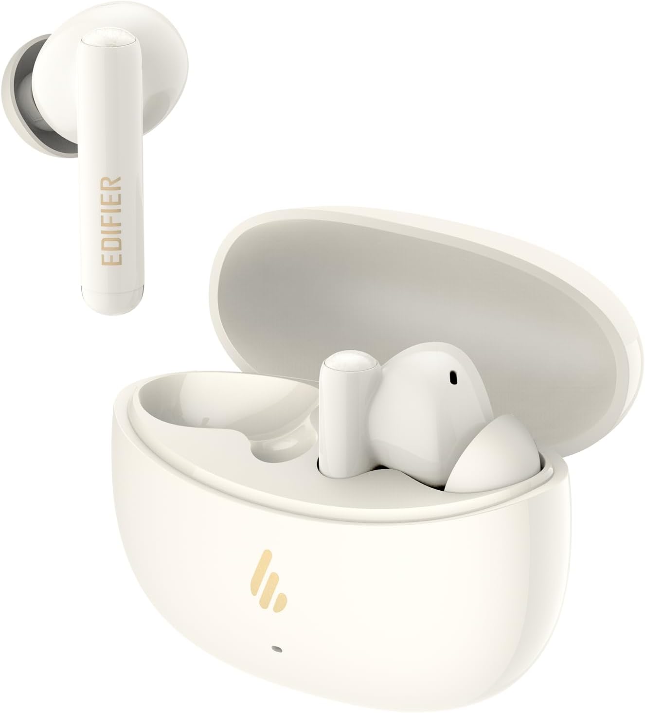 Edifier X5 Pro Active Noise Cancelling Earbuds with AI-Enhanced Calls, Fast Charge, Game Mode, App Customization, IP55 Waterproof, True Wireless Bluetooth 5.3 Technology – Ivory