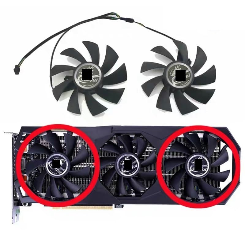 Graphics Card 85MM 75MM New 4Pin IGame RTX2070 Super RTX2060 Cooling Fan Compatible with GTX 1660 Super Ultra RTX 2060 Ultra GPU Fan(2PCS)