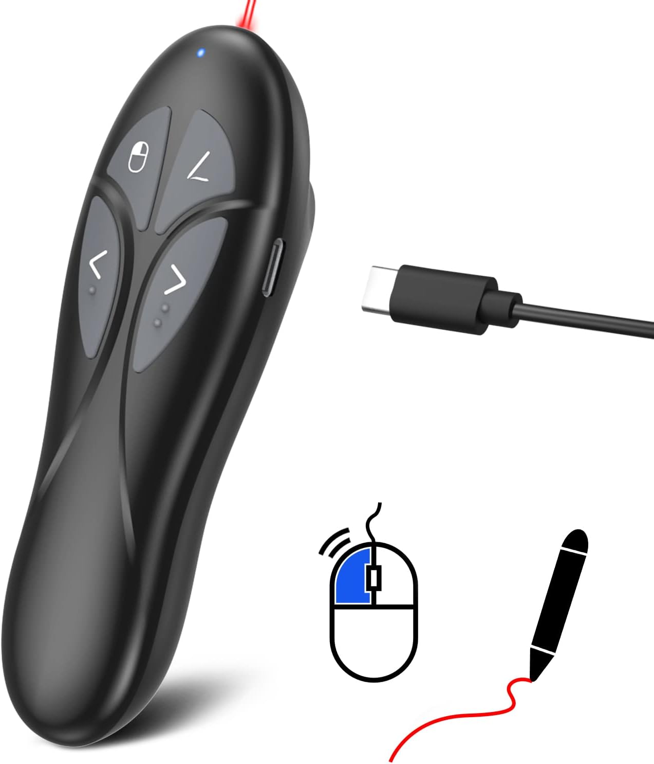 Presentation Clicker PowerPoint Wireless Presenter Remote: Auto Air Mouse Clicker with Laser Pointer, Rechargeable Red Mark Clickers for Computer Project Mac Slideshow PPT Google Slide Advancer