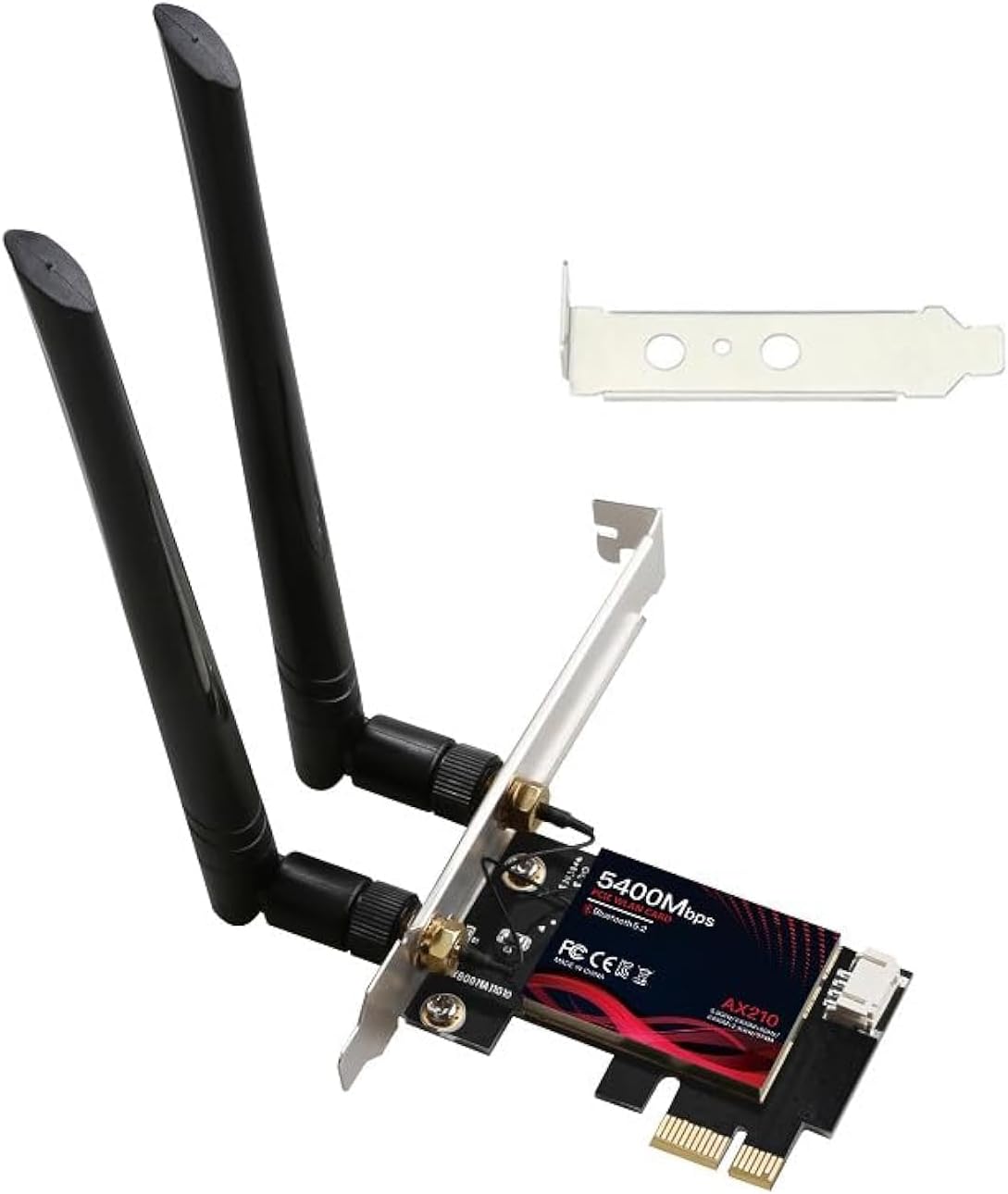 Tri-Band 5400Mbps AX210 Wireless WiFi 6E 802.11AX Bluetooth 5.3 PCI Express PCIe Adapter for Desktop PC, 2 High Gain Antennas, Low Profile Bracket