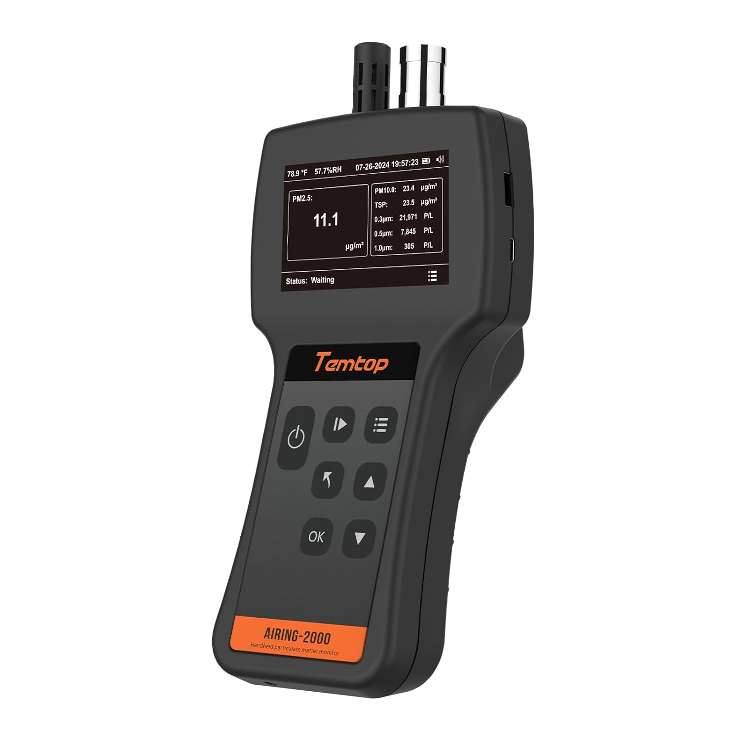 Temtop Handheld Particle Counter 0.3µm, 0.5µm, 1.0µm Particulate Monitor PM2.5, PM10, TSP, Temp & Humidity Detector