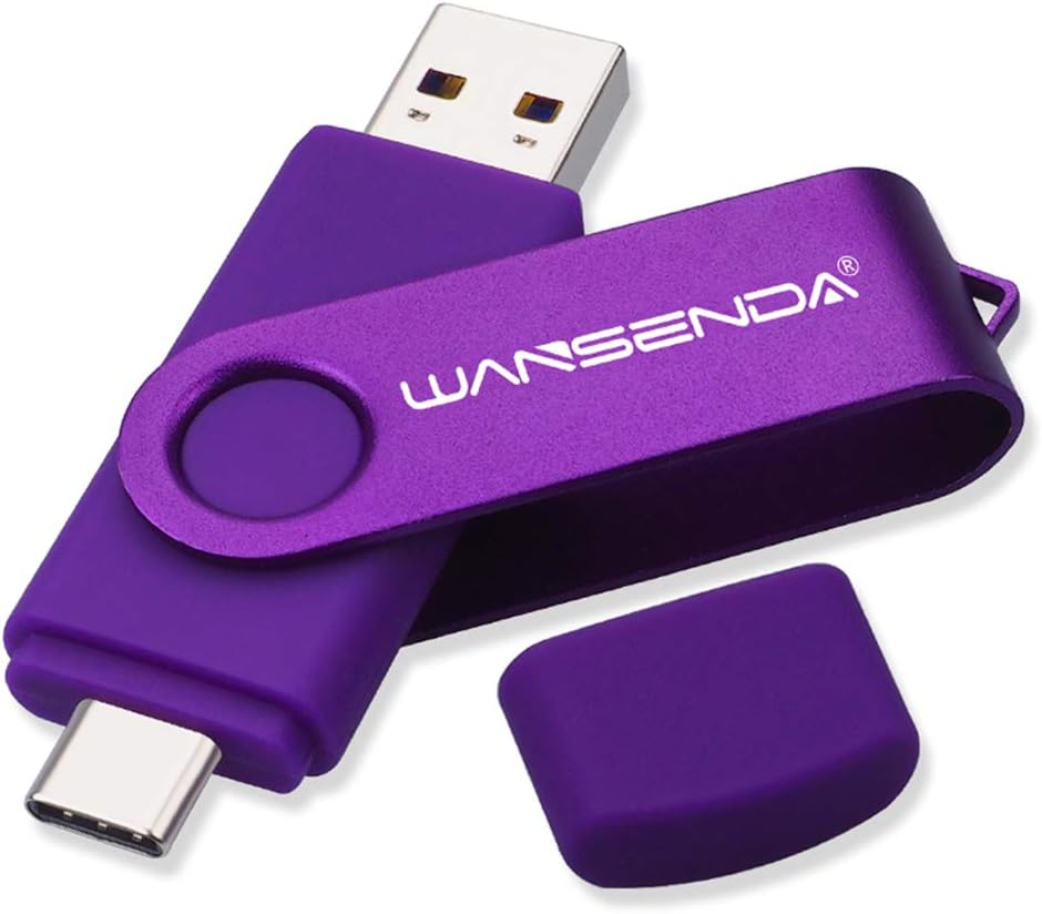 WANSENDA OTG USB C Type C Flash Drive 2 in 1 USB 3.0/3.1 Memory Stick (256GB, Purple)