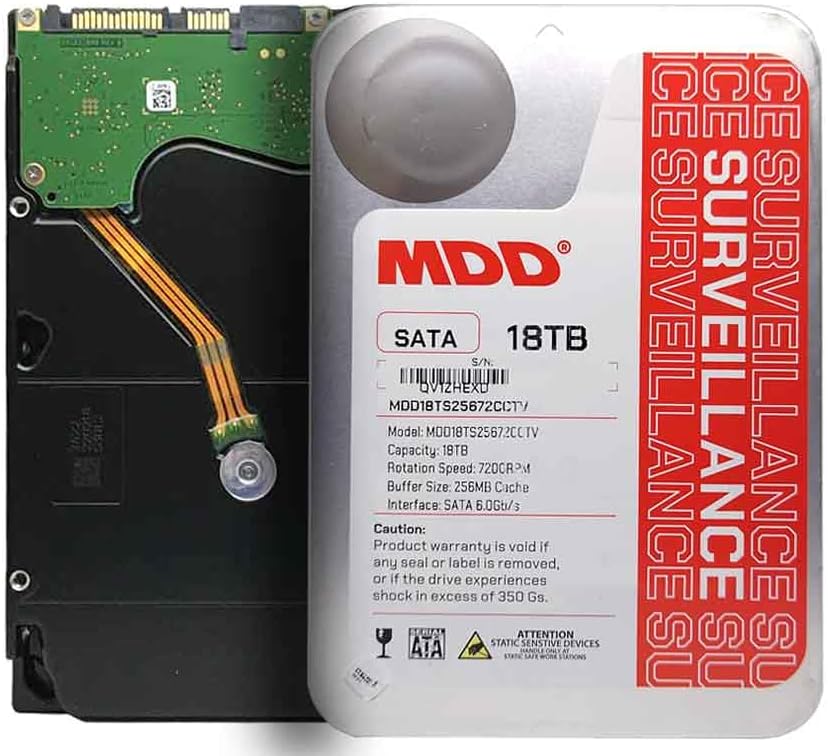 MDD (MDD18TS25672CCTV) 18TB 7200RPM 256MB Cache SATA 6.0Gb/s 3.5inch Internal Surveillance Hard Drive – 3 Years Warranty (Renewed)