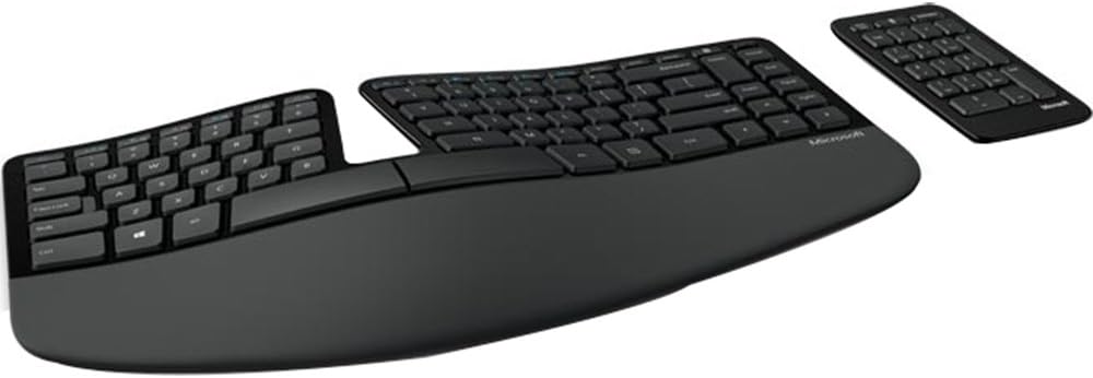 Microsoft Sculpt Ergonomic Keyboard for Business. Wireless , Comfortable, Ergonomic Keyboard with Split Design and Palm Rest. Separate Number Pad Included