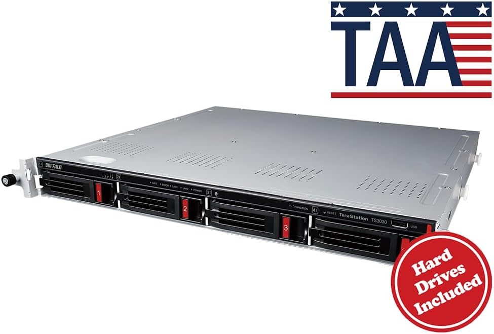 BUFFALO TeraStation 3430RN 4-Bay 4TB (2x2TB) Rackmount Small-Med Business NAS w/Hard Drives Included