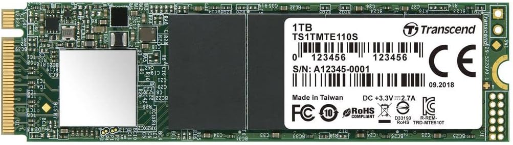 Transcend TS1TMTE110S 1TB M.2 NVMe PCIe Gen3x4 MTE110S SSD Internal Solid State Drive