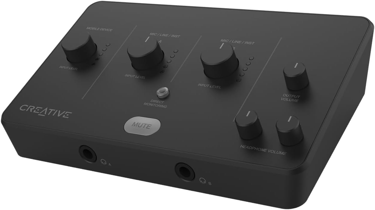 Creative Live! Audio A3 USB Audio Interface with High-Resolution Recording and Playback up to 24-bit 96kHz, with Zero-Latency Direct Monitoring