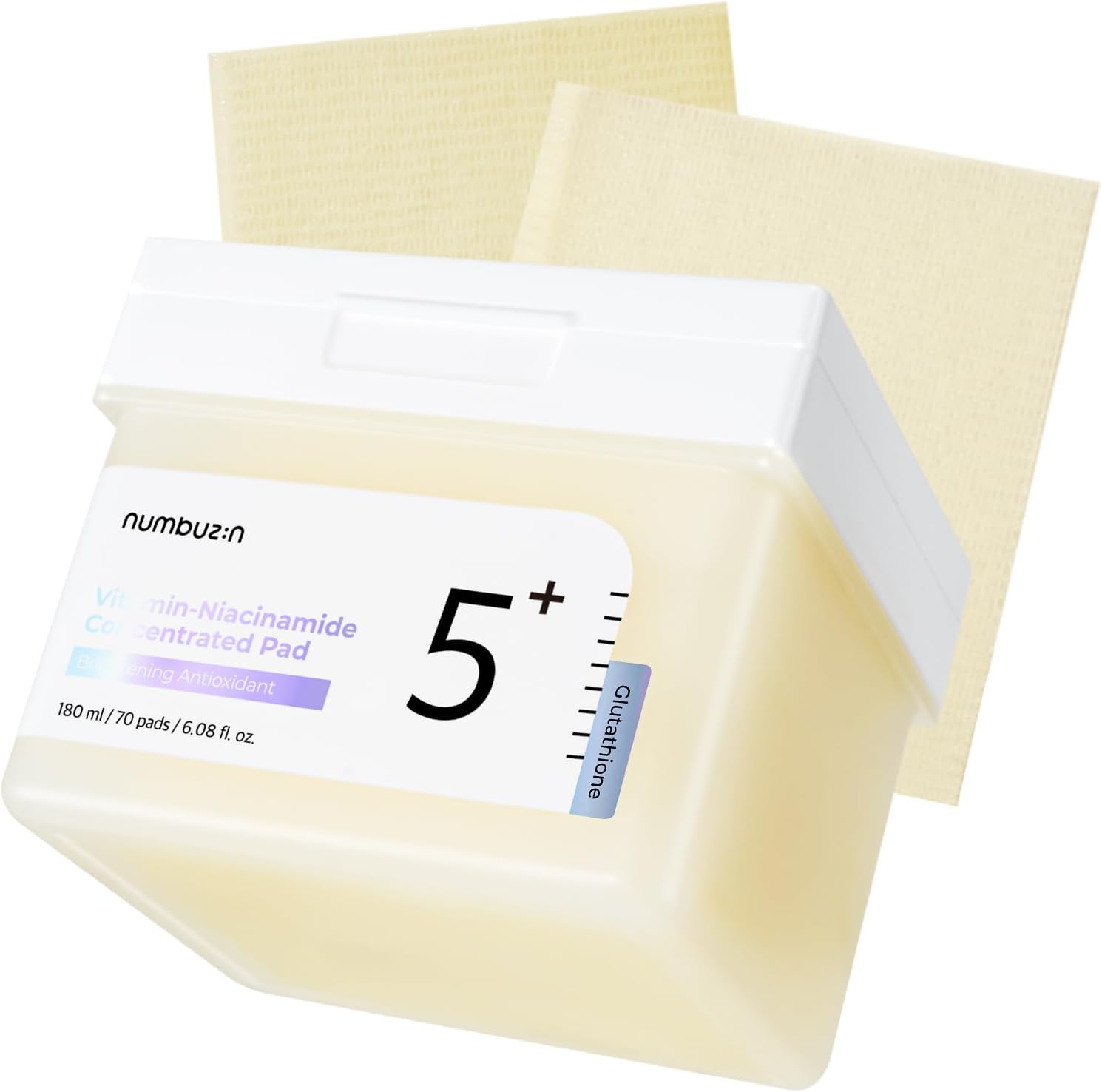 numbuzin No.5+ Vitamin-Niacinamide Concentrated pad | Double- Sided Pad with Glutathione, Niacinamide, PHA & LHA | Exfoliation, Dark Spot, Hyperpigmentation Care | 70 Pads/6.08 Fl Oz