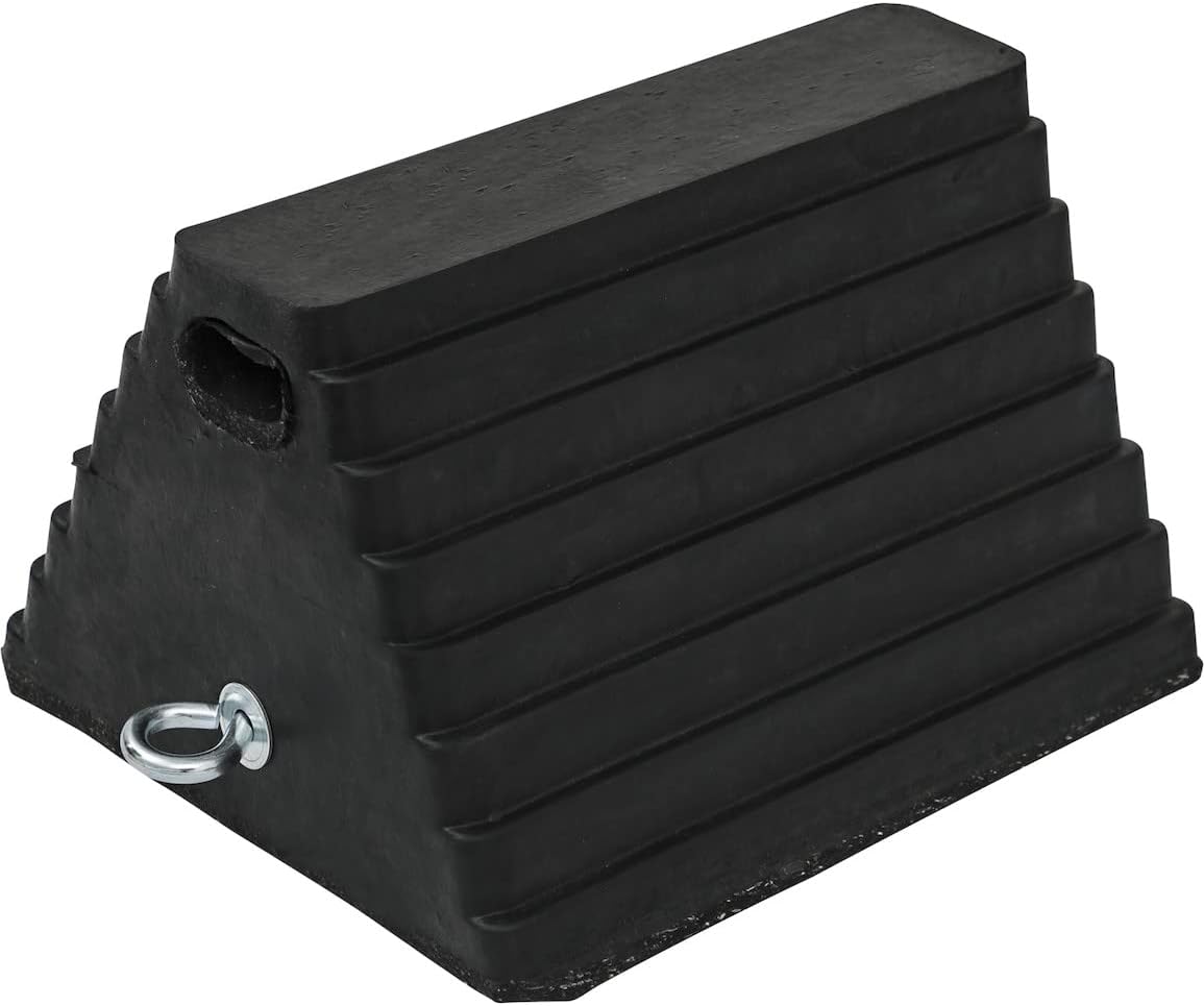 Buyers Products W1086 Rubber Wheel Chock with Chain Eye, 10 x 8 x 6 Inch, Ideal for Shipping Docks, Vehicle Storage, Vehicle Maintenance, Trailers, Heavy Duty and Durable