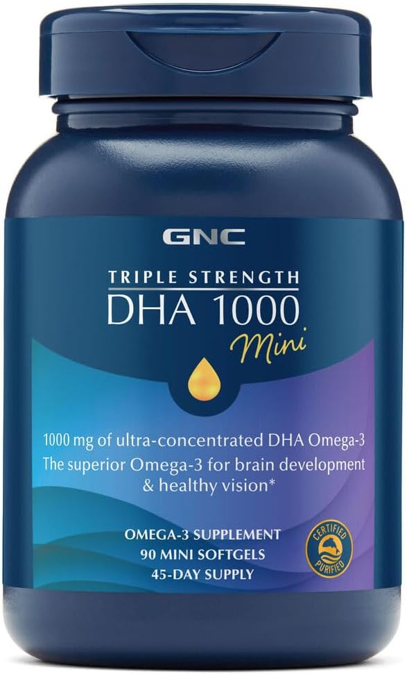 GNC Triple Strength DHA 1000 Mini, 90 Mini Softgels, for Join, Skin, Eye, and Heart Health