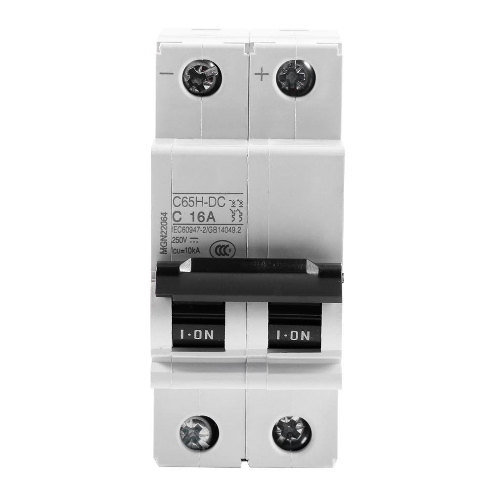 2P 250V Low-Voltage DC Miniature Circuit Breaker for Solar Panels Grid System Din Rail Mount 16A